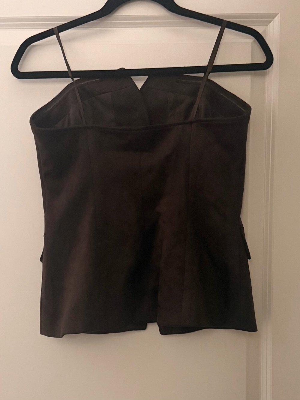 Rachel Zoe Brown Faux-Suede Sleeveless Blazer with Gold Buttons - Picture 2 of 9